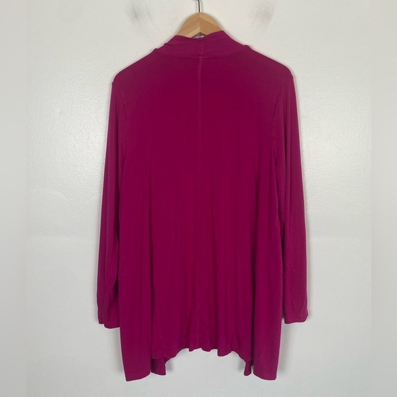 Catherines Women's Cardigan Size 0X 14/16W Color Pink Asymmetrical Open Front - Picture 2 of 7